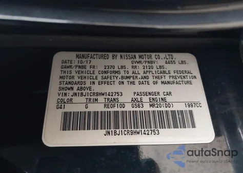 2017 Nissan Rogue Sport Sv z USA, uszkodzony, nr VIN JN1BJ1CR9HW142753